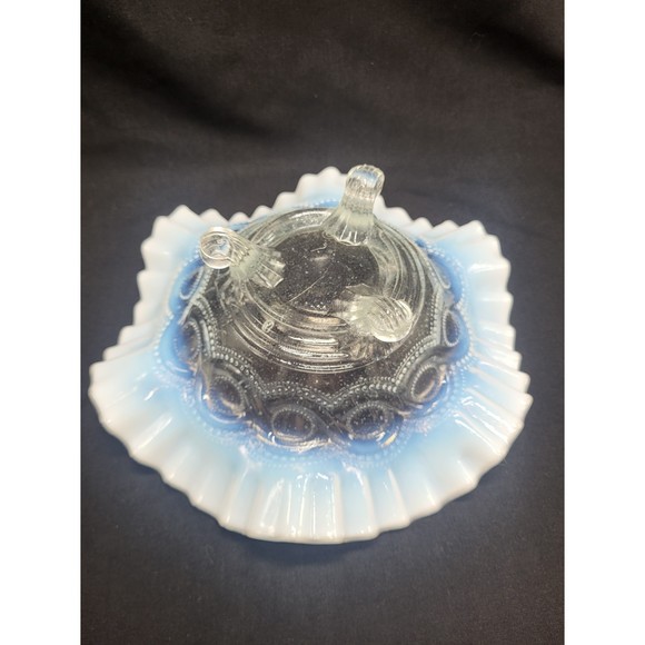 White Opalescent Ruffled Edge Bowl - Picture 3 of 5